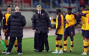 AS Roma V Arsenal 2008-9 Prints: Arsene Wenger the Arsenal Manager with his players