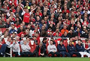 Images Dated 31st October 2009: Arsene Wenger the Arsenal Manager seats in the dug