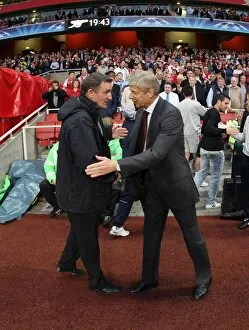 Arsenal v Celtic 2009-10 Collection: Arsene Wenger the Arsenal Manager shakes hands with