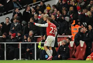 Arsenal V Fulham 2010-11 Prints: Arsene Wenger the Arsenal Manager talks to Andrey Arshavin (Arsenal). Arsenal 2: 1 Fulham