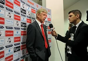 Images Dated 22nd September 2013: Arsene Wenger the Arsenal Manager talks to Sky before the match. Arsenal 3: 1 Stoke City