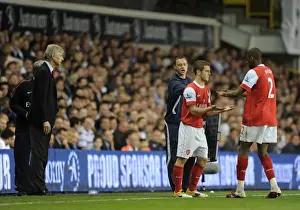 Arsene Wenger the Arsenal Manager watches as Jack Wilshere replaces Abou Diaby (Arsenal)