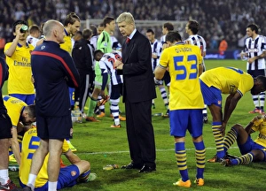 West Bromwich Albion V Arsenal 2013-14 - Capital Cup Prints: Arsene Wenger and Arsenal Players Before Penalty Shootout vs