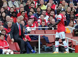 Arsenal V Norwich City 2013-14 Prints: Arsene Wenger and Bacary Sagna in Action: Arsenal vs Norwich City, 2013-14 Premier League