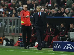Bayern Munich V Arsenal 2013-14 Prints: Arsene Wenger at Bayern Munich: A Tense Moment in the 2013-14 UEFA Champions League