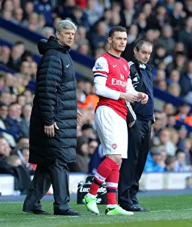 West Bromwich Albion V Arsenal 2012-13 Prints: Arsene Wenger Calls on Thomas Vermaelen: West Bromwich Albion vs Arsenal