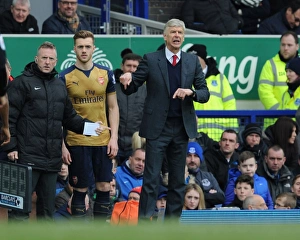Everton V Arsenal 2015-16 Prints: Arsene Wenger and Calum Chambers: Everton vs