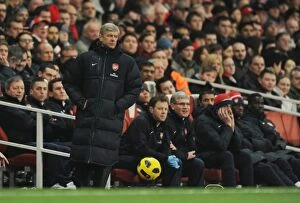 Images Dated 1st February 2011: Arsene Wenger Celebrates Arsenal's 2-1 Victory Over Everton in the Barclays Premier League