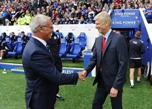 Leicester City V Arsenal 2016-17 Prints: Arsene Wenger and Claudio Ranieri: A Pre-Match Encounter at the King Power Stadium (2016-17)