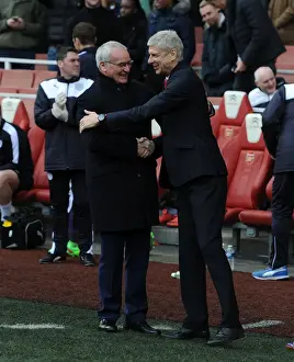 Arsenal V Leicester City 2015-16 Prints: Arsene Wenger and Claudio Ranieri's Pre-Match Handshake: Arsenal vs Leicester City
