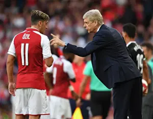 Arsenal V Seville - Emirates Cup 2017-18 Prints: Arsene Wenger Consults Mesut Ozil During Arsenal's Emirates Cup Clash Against Sevilla