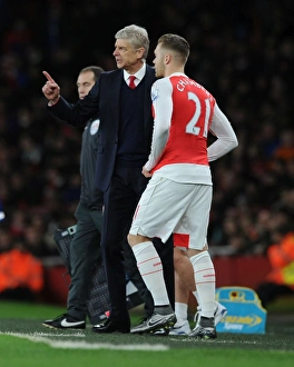 Arsenal Sunderland 2015-16 Prints: Arsene Wenger Counsels Calum Chambers during Arsenal vs