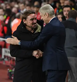 Arsenal V Norwich - Carabo Cup 4th Round 2017-18 Prints: Arsene Wenger and Daniel Farke: A Pre-Match Encounter at the Emirates Stadium - Arsenal vs Norwich City