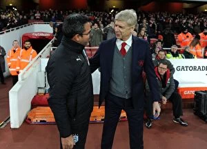 Arsenal v Huddersfield Town 2017-18 Collection: Arsene Wenger and David Wagner: A Pre-Match Encounter at the Emirates Stadium