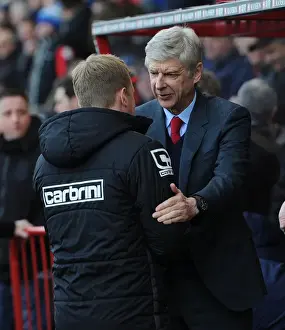 Bournemouth V Arsenal 2015-16 Prints: Arsene Wenger and Eddie Howe: A Pre-Match Handshake at the Bournemouth vs