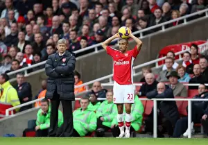 Arsene Wenger and Gael Clichy in Deep Conversation Amidst Arsenal's 0:2 Defeat to Aston Villa, Barclays Premier League, Emirates Stadium (November 15, 2008)