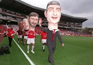 Arsenal v Wigan 2005-06 Collection: Arsene Wenger Giant Head. Arsenal 4: 2 Wigan Athletic