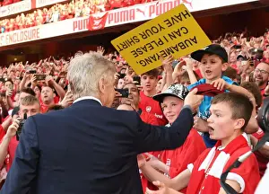 Arsenal V Burnley 2017-18 Prints: Arsene Wenger Gifts Fan His Tie after Arsenal's Victory over Burnley (2017-18)