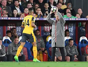 Crystal Palace V Arsenal 2016-17 Prints: Arsene Wenger Gives the Ball to Theo Walcott during Arsenal's Premier League Clash against Crystal Palace