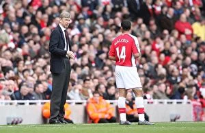 Images Dated 14th March 2009: Arsene Wenger Guides Theo Walcott at Arsenal's 4:0 Victory, Emirates Stadium, 2009