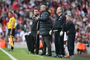 Arsenal V Everton 2008-9 Prints: Arsene Wenger and Ian Beasley: Celebrating Arsenal's 3:1 Victory over Everton