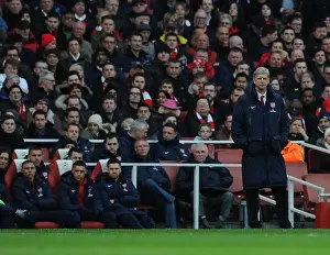 Arsenal V Fulham 2013-14 Prints: Arsene Wenger Leading Arsenal Against Fulham in the Premier League, January 2014