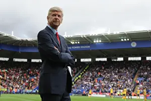 Leicester City V Arsenal 2016-17 Prints: Arsene Wenger at Leicester City's King Power Stadium (2016-17)