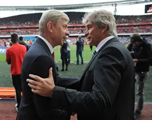 Arsenal V Manchester City 2014-15 Prints: Arsene Wenger and Manuel Pellegrini Pre-Match Handshake: Arsenal vs Manchester City