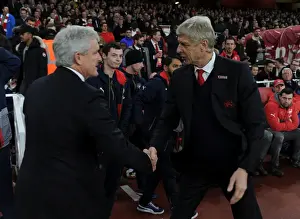 Arsenal V Stoke City 2016-17 Prints: Arsene Wenger and Mark Hughes Pre-Match Handshake: Arsenal vs Stoke City
