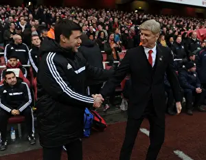 Arsenal V Southampton 2013-14 Prints: Arsene Wenger and Mauricio Pochettino: Pre-Match Handshake at Arsenal vs Southampton (2013-14)