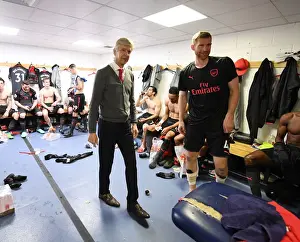 Arsene Wenger and Per Mertesacker in the Arsenal Changing Room After Huddersfield Match, 2018