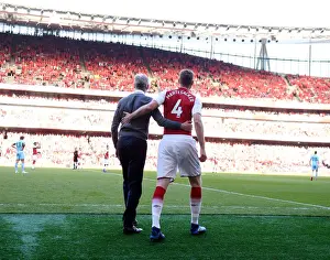 Arsenal V Burnley 2017-18 Prints: Arsene Wenger and Per Mertesacker: A Moment from Arsenal's 2017-18 Premier League Season