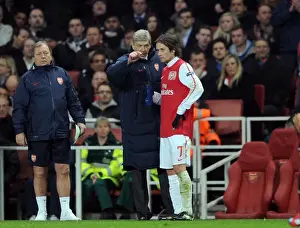Arsenal V AC Milan 2011-12 Prints: Arsene Wenger Motivating Tomas Rosicky: Arsenal's 3-0 Victory Over AC Milan in the UEFA Champions League