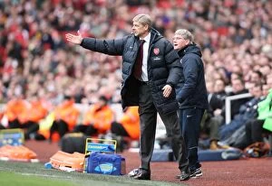 Images Dated 14th March 2009: Arsene Wenger and Pat Rice Celebrate Arsenal's 4:0 Victory Over Blackburn Rovers