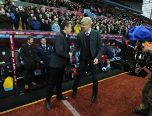 Arsene Wenger and Remi Garde's Pre-Match Handshake: Aston Villa vs. Arsenal, Premier League 2015-16