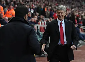 Arsenal V Wigan Athletic 2011-12 Prints: Arsene Wenger and Roberto Martinez Pre-Match Handshake: Arsenal vs