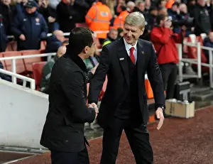 Everton Prints: Arsene Wenger and Roberto Martinez Pre-Match Handshake: Arsenal vs