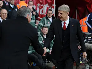 Arsene Wenger and Sam Allardyce Pre-Match Handshake: Arsenal vs West Ham United, Premier League 2013/14