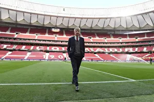 Atletico Madrid V Arsenal 2017-18 Prints: Arsene Wenger Scouting Atletico Madrid Pitch Ahead of Arsenal Match, 2018