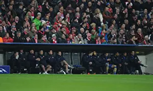 Bayern Munich V Arsenal 2013-14 Prints: Arsene Wenger and Steve Bould on Arsenal Bench during Bayern Munich Clash in 2014 Champions League