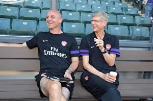 Images Dated 29th July 2012: Arsene Wenger and Steve Bould: Sharing a Joke Before Arsenal's Pre-Season Match (2012)