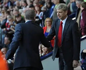 West Bromwich Albion V Arsenal 2013-14 Prints: Arsene Wenger and Steve Clarke: A Pre-Match Handshake at The Hawthorns (West Bromwich Albion vs Arsenal)