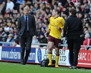 Sunderland V Arsenal 2012-13 Prints: Arsene Wenger Tending to Jack Wilshere: A Moment of Care during Sunderland vs