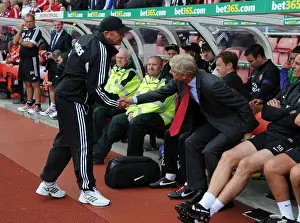 Arsene Wenger and Tony Pulis: Pre-Match Handshake at Stoke City vs Arsenal (2012-13)