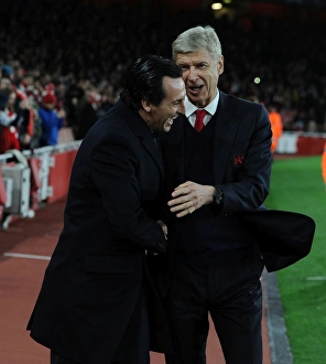 Arsenal V Paris Saint-Germain 2016-17 Prints: Arsene Wenger and Unai Emery Face Off: Arsenal FC vs