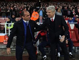 Images Dated 24th October 2015: Arsene Wenger vs. Roberto Martinez: Pre-Match Face-Off at Arsenal vs. Everton (2015/16)