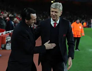Arsenal V Paris Saint-Germain 2016-17 Prints: Arsene Wenger vs Unai Emery: The Champions League Showdown - Arsenal FC vs Paris Saint-Germain (2016-17)