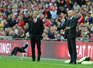 Arsenal V Wigan Athletic - FA Cup Semi Final 2014 Prints: Arsene Wenger vs. Uwe Rosler: The FA Cup Semi-Final Battle at Wembley Stadium (2014) - Arsenal vs