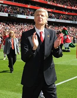 Images Dated 4th May 2014: Arsene Wenger's Post-Match Reaction: Arsenal's Triumph over West Bromwich Albion (2013-14)