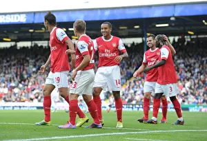 Blackburn Rovers V Arsenal 2010-11 Prints: Arshavin, Chamakh, and Walcott: Celebrating Arsenal's 2-1 Win Over Blackburn Rovers
